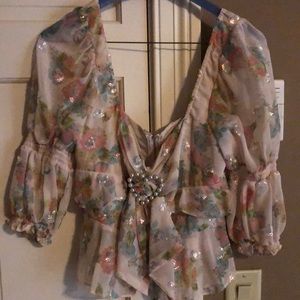 Pink crop top with bow